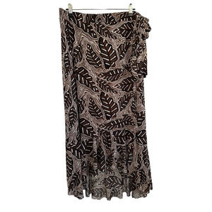 Jane and Delancey Women's Flare Maxi Skirt w/ Tie Printed Lined Size XL Brown